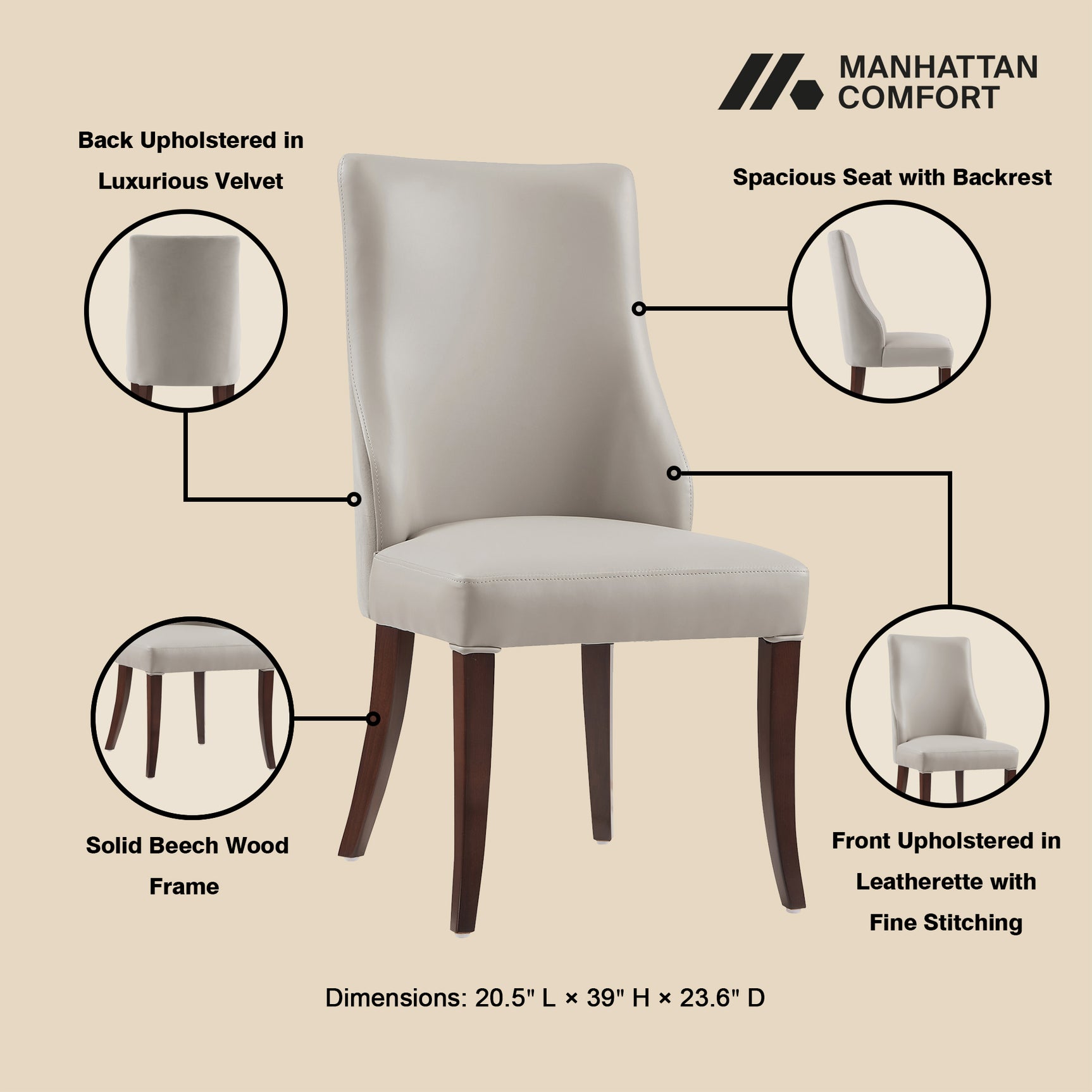 8-Piece Connie Dining Chair and Arm Chair in Light Grey - Ornate Home
