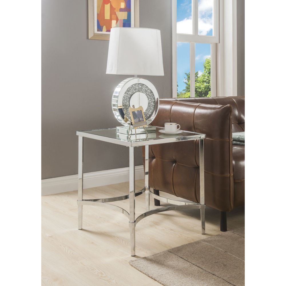 Petunia Mirrored/Chrome End Table