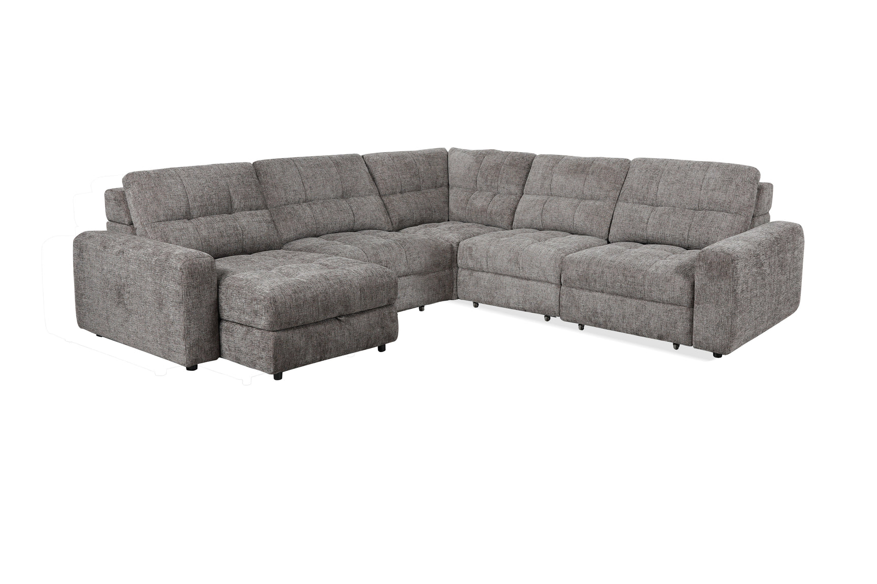 Haven Gunmetal 7-Piece Sleeper Sectional with Sliding Seats and Storage