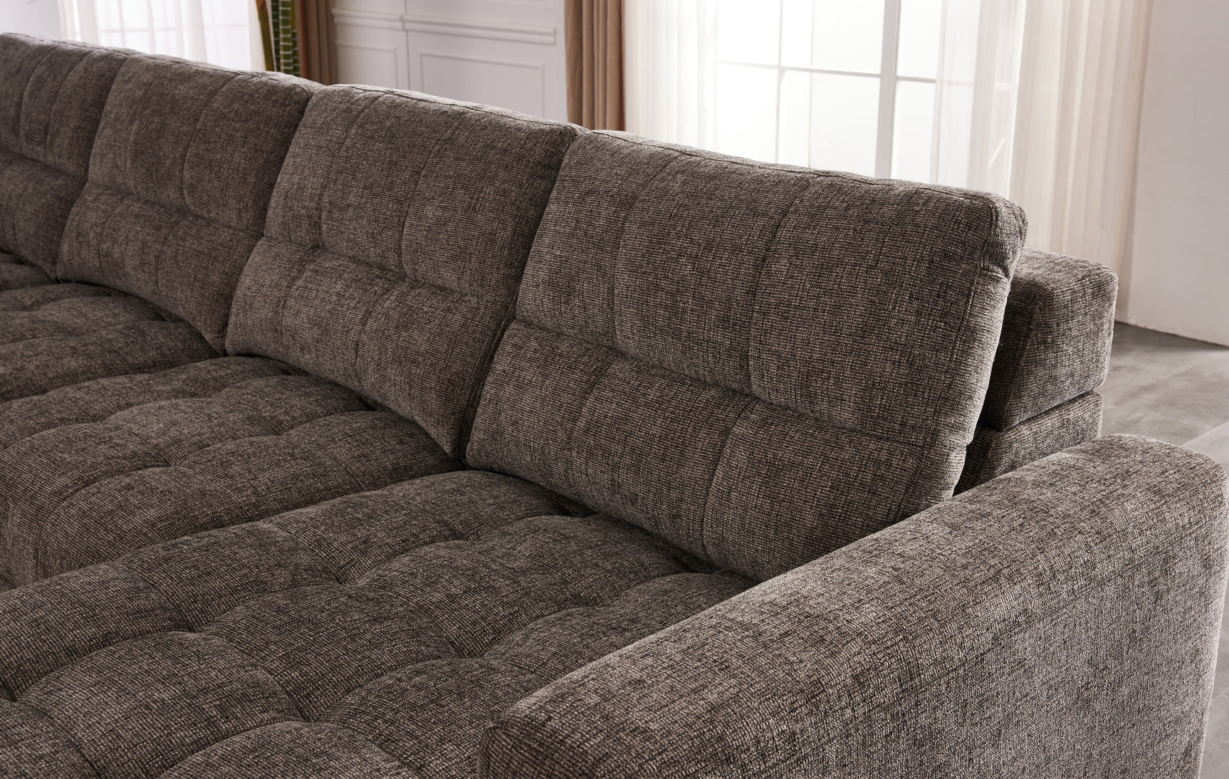 Haven Gunmetal 7-Piece Sleeper Sectional with Sliding Seats and Storage