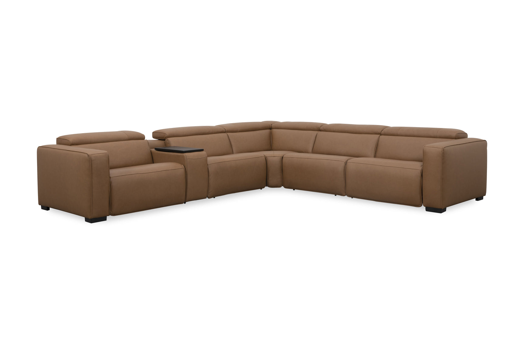 Rally Pro Caramel 6-Piece Power Reclining Sectional with Console and Immersive Sound System