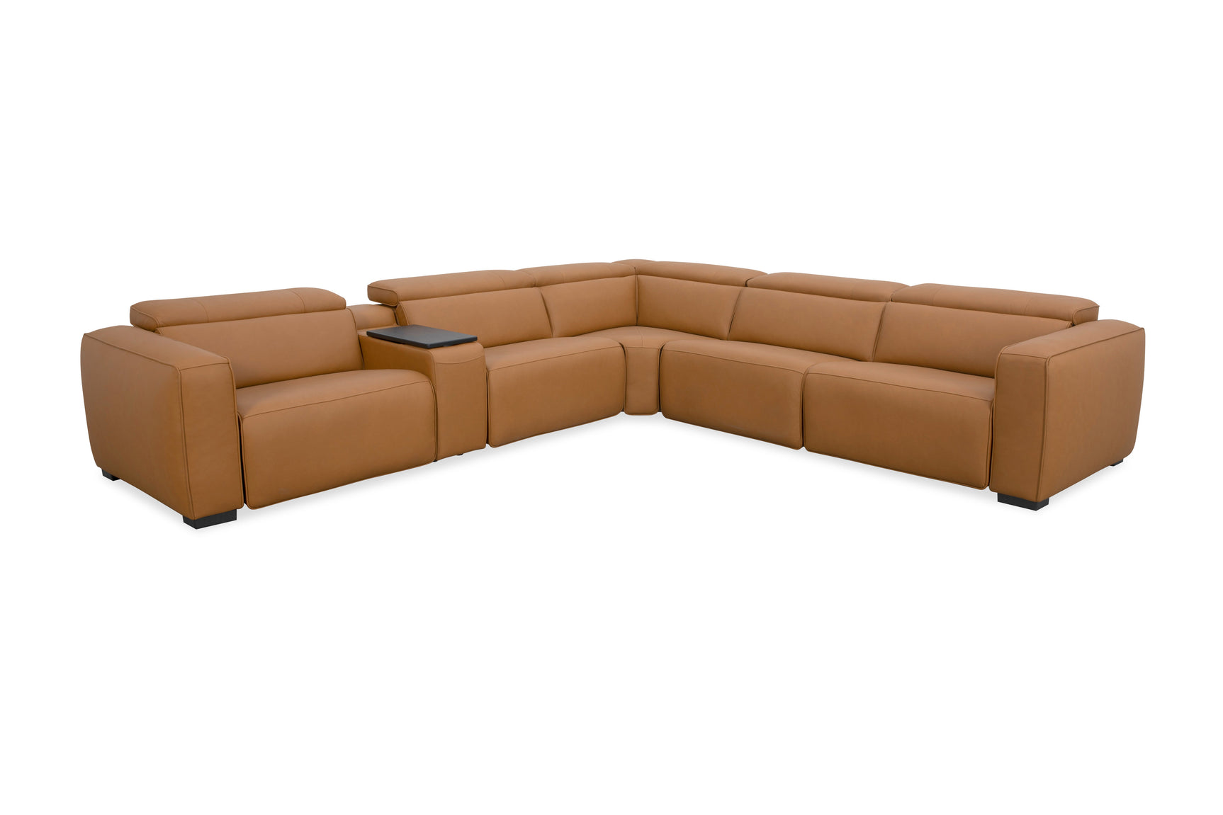 Rally Pro Caramel 6-Piece Power Reclining Sectional with Console and Immersive Sound System