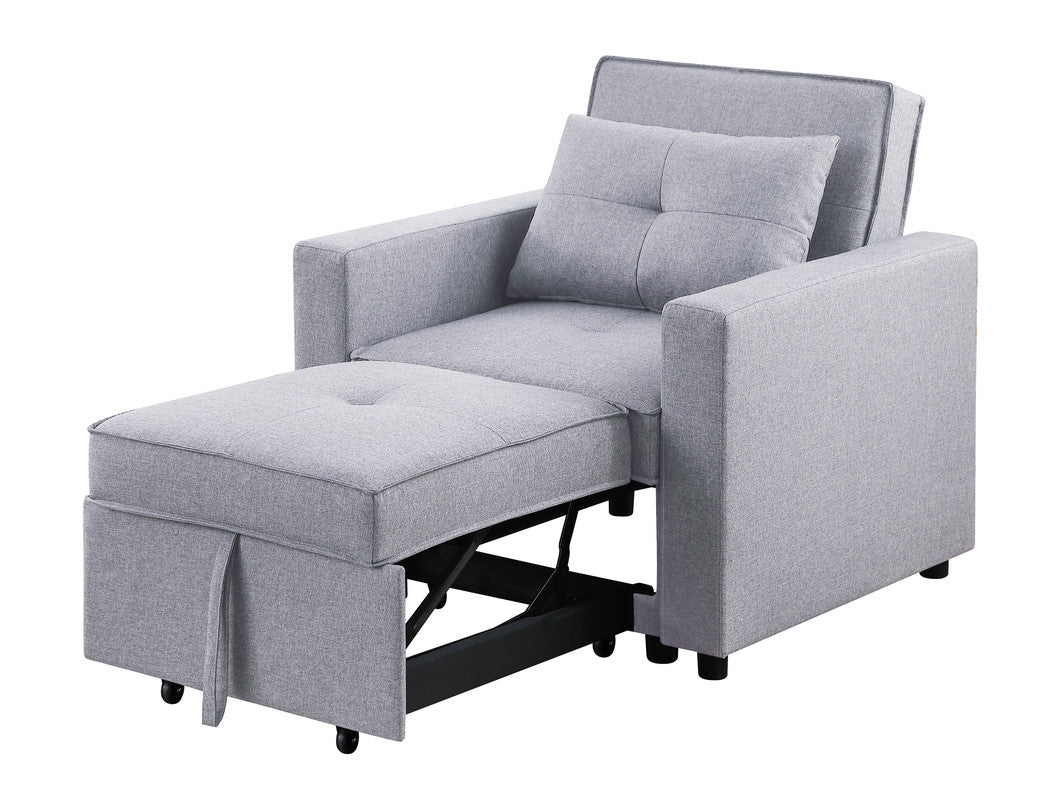Zoey Light Gray 33.25"W Linen Convertible Sleeper Chair