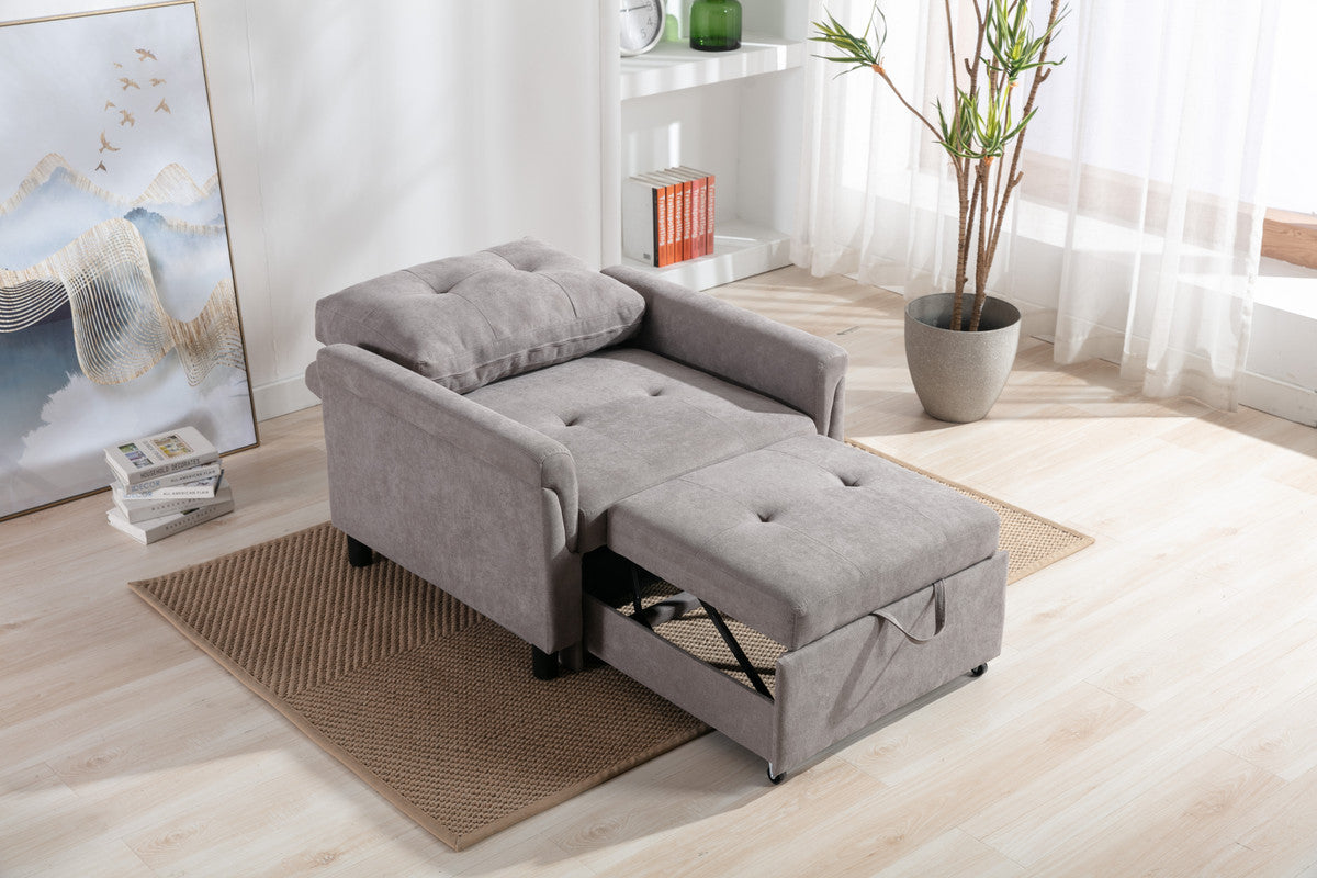 Hannah Gray 35"W Woven Fabric Convertible Sleeper Chair