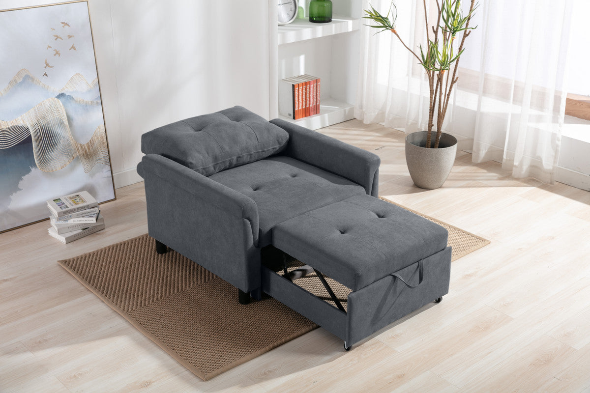 Hannah Dark Gray 35"W Woven Fabric Convertible Sleeper Chair