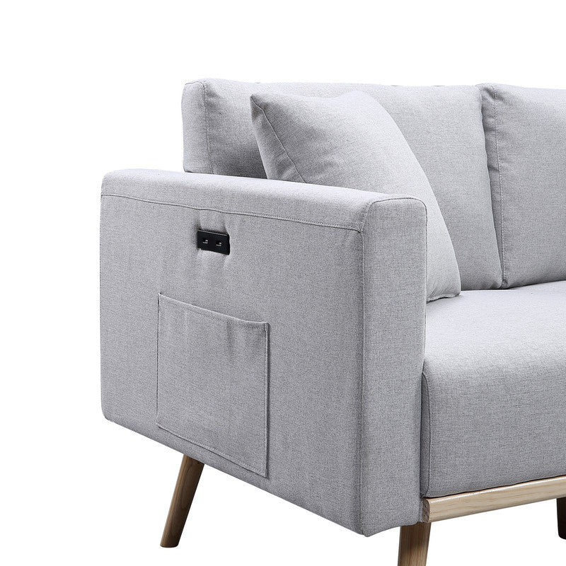 Easton Light Gray 56.5"W Linen Loveseat