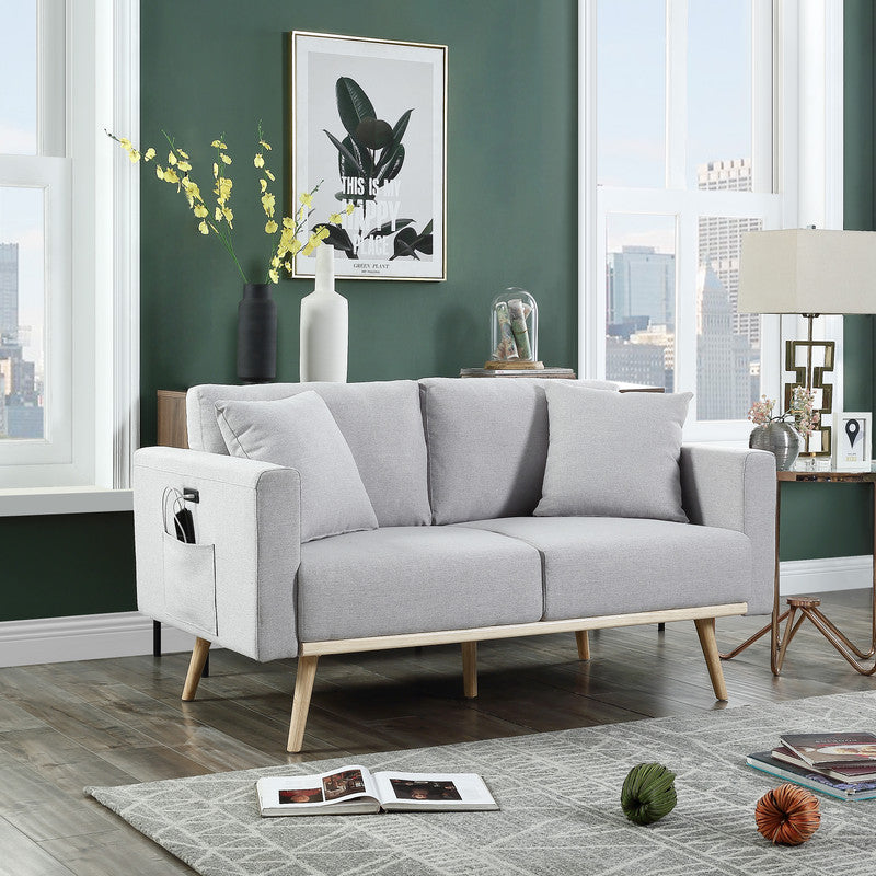 Easton Light Gray 56.5"W Linen Loveseat