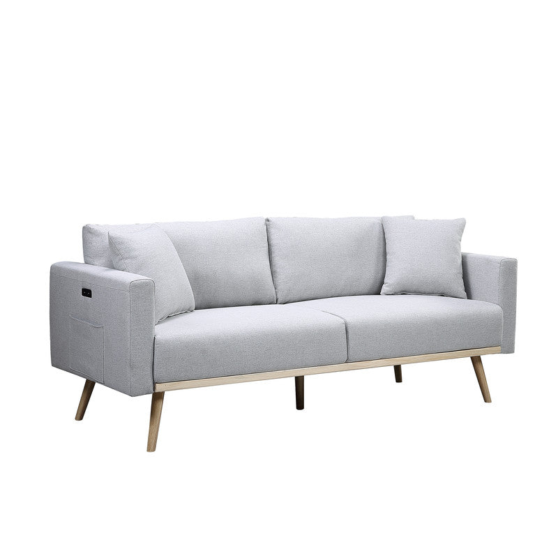 Easton Light Gray 75"W Linen Sofa