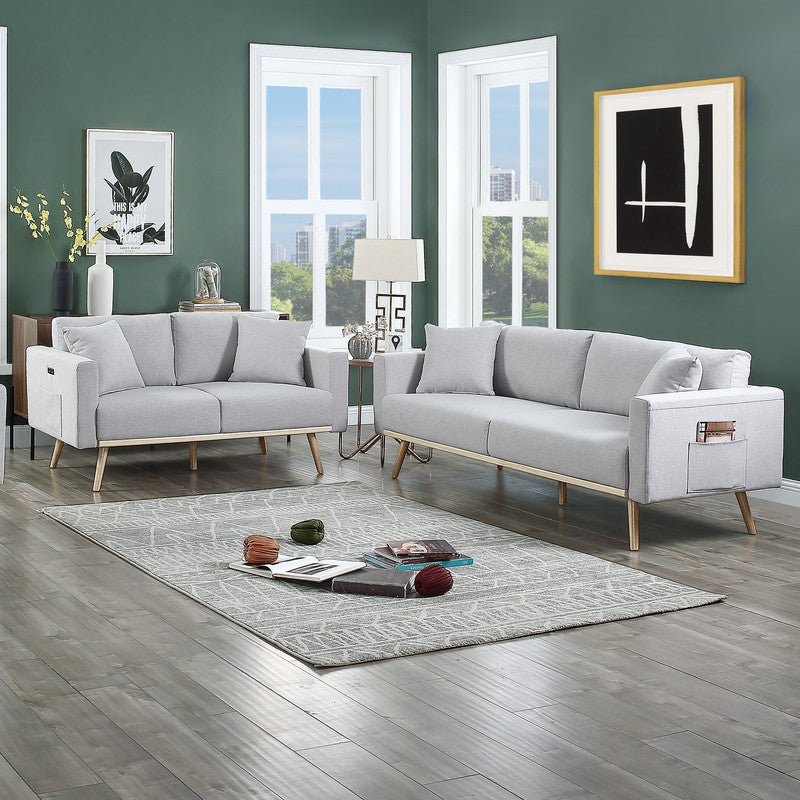 Easton Light Gray Linen Sofa & Loveseat Set