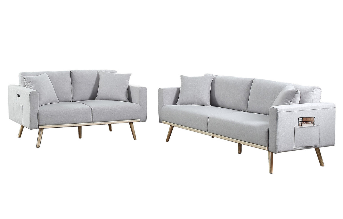 Easton Light Gray Linen Sofa & Loveseat Set