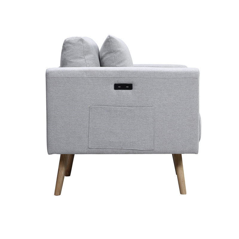Easton Light Gray 75"W Linen Sofa
