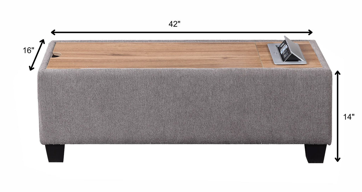 Madison Light Gray 42"W Storage Ottoman Console Table