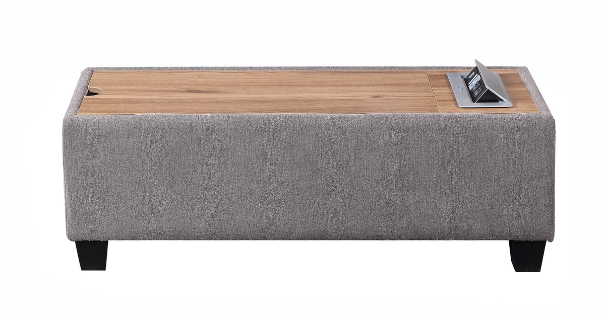 Madison Light Gray 42"W Storage Ottoman Console Table