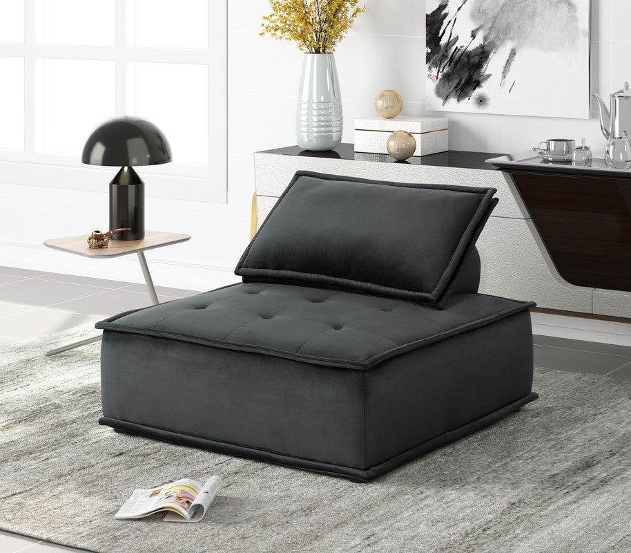 Anna Black 40"W Velvet Armless Lounge Chair
