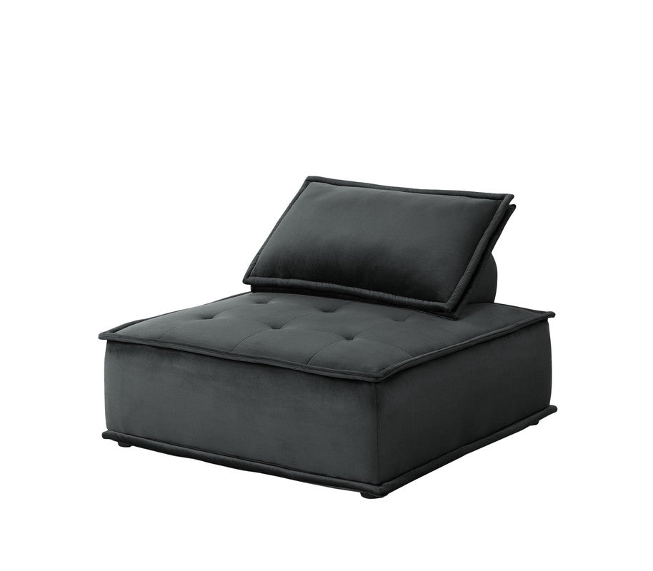 Anna Black 160"W Velvet Modular U-Shape Sectional Sofa