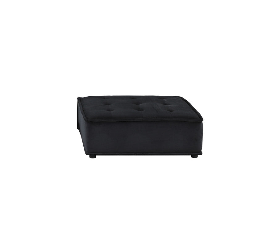 Anna Black 120"W Velvet 4-Piece Modular Sofa