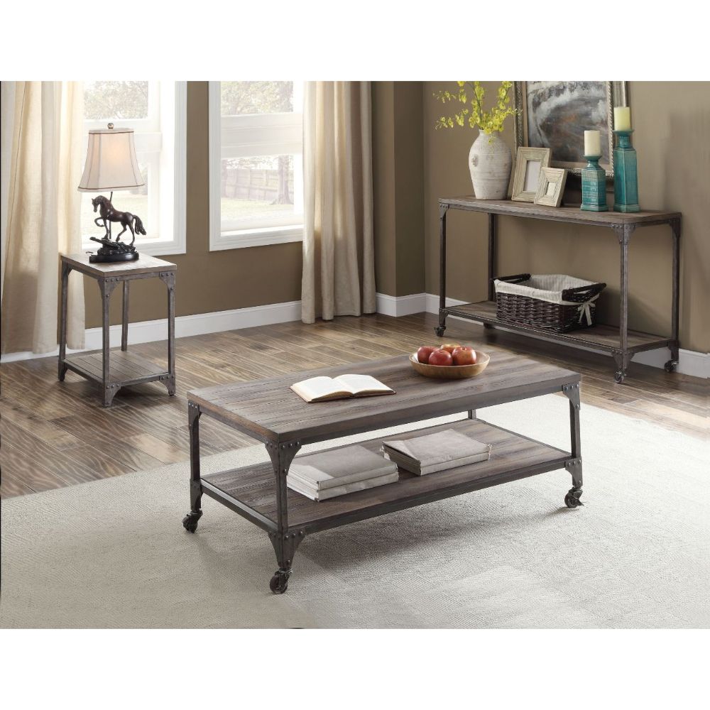 Gorden Weathered Oak/Antique Nickel Coffee Table
