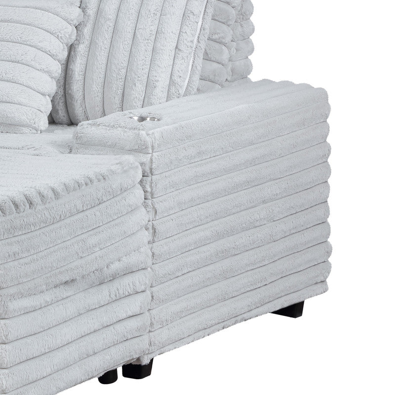Symphony Light Gray 67"W Corduroy Oversized Chaise Lounge