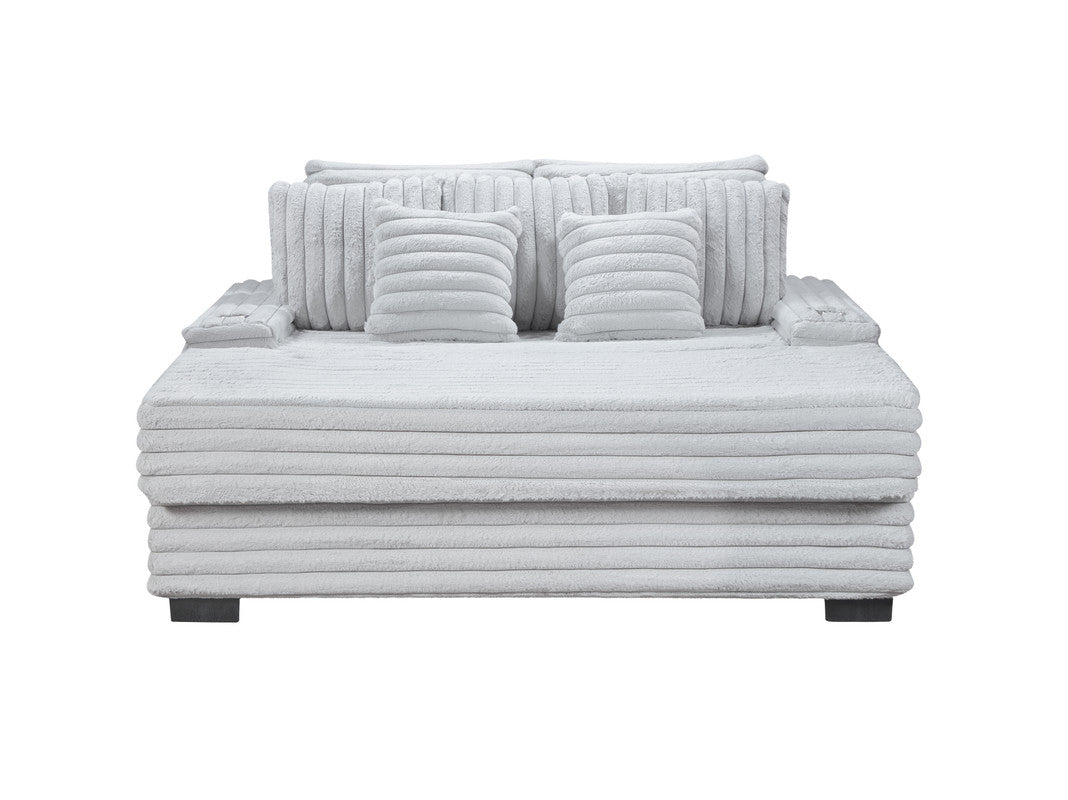Symphony Light Gray 67"W Corduroy Oversized Chaise Lounge
