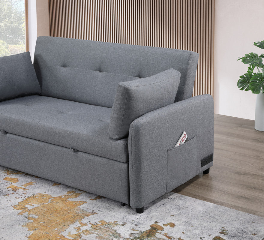 Radella Gray 69"W Linen Convertible Sleeper Sofa
