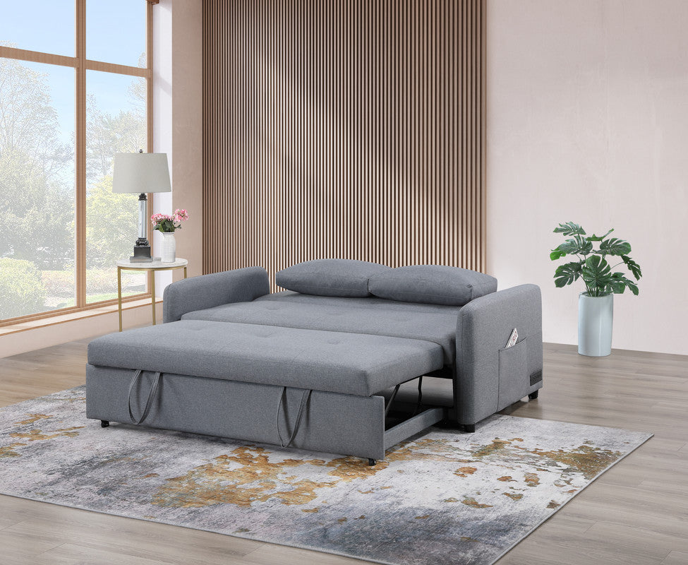 Radella Gray 69"W Linen Convertible Sleeper Sofa