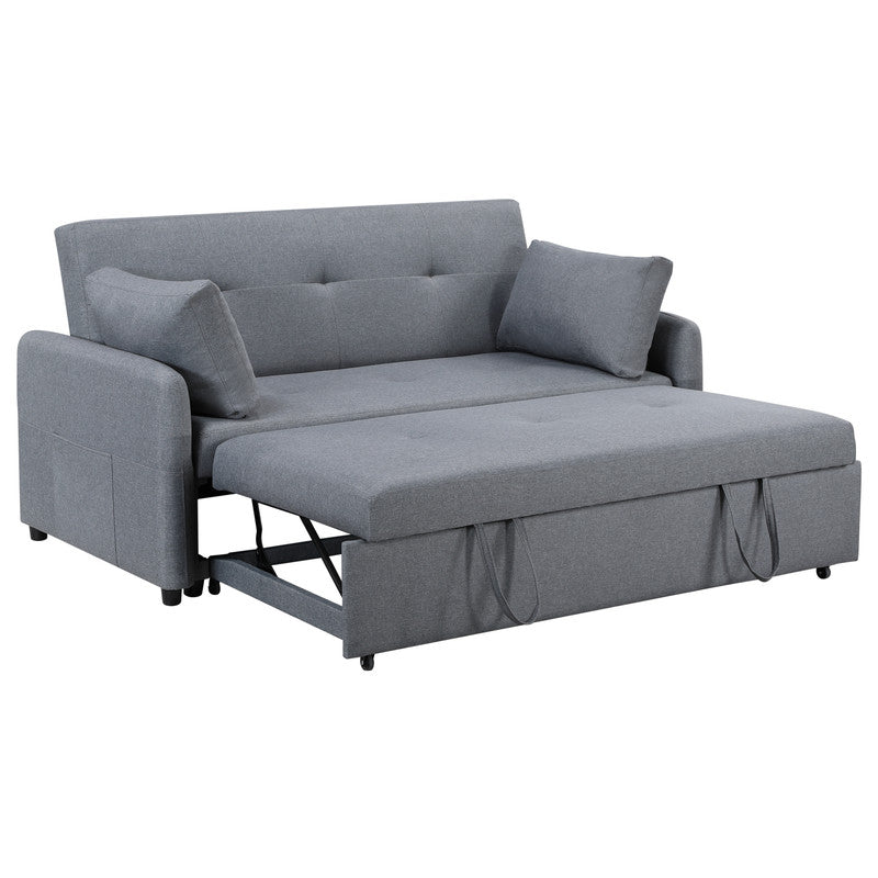 Radella Gray 69"W Linen Convertible Sleeper Sofa