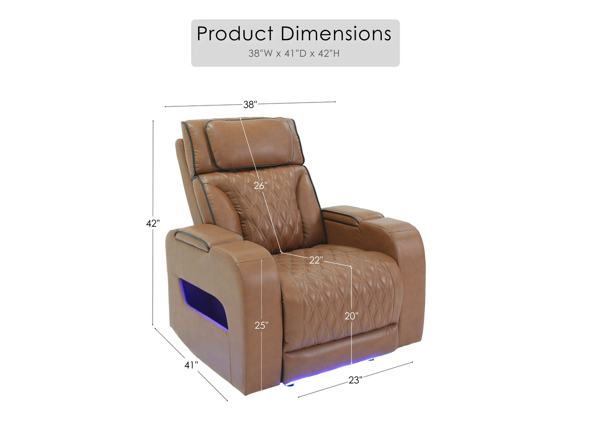 Jazz Light Brown Leather Aire Power Reclining Sofa, Loveseat & Chair Set
