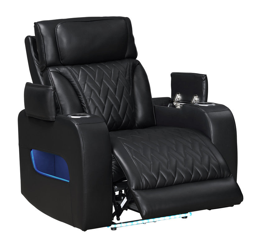 Jazz Black Leather Aire Power Reclining Sofa, Loveseat & Chair Set