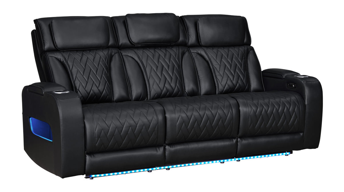 Jazz Black Leather Aire Power Reclining Sofa, Loveseat & Chair Set