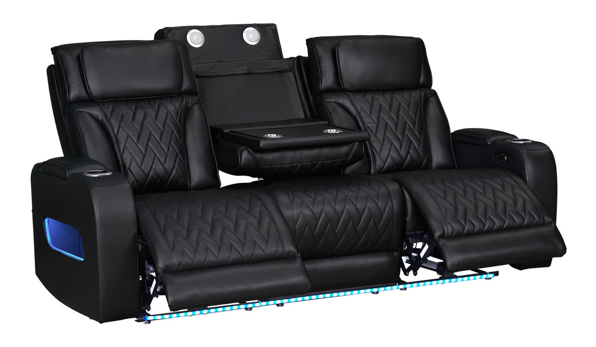 Jazz Black Leather Aire Power Reclining Sofa, Loveseat & Chair Set