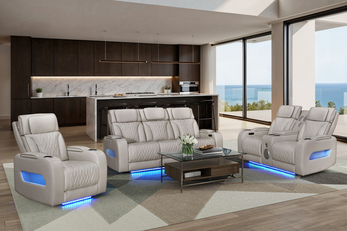 Jazz Ice Leather Aire Power Reclining Sofa, Loveseat & Chair Set