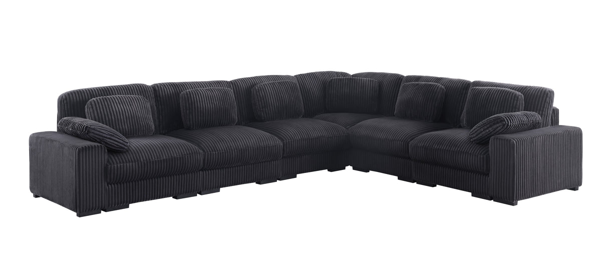 Sloane Charcoal 151"W Corduroy Reversible Modular L-Shape Sectional Sofa