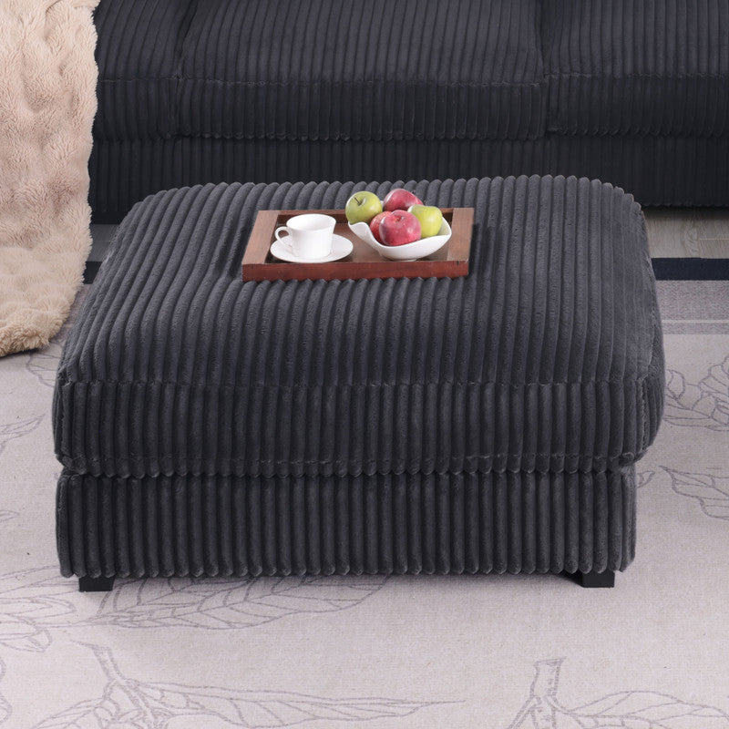 Sloane Charcoal 117"W Corduroy Reversible Modular L-Shape Sectional Sofa with Ottoman