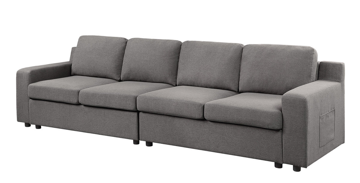 Waylon Gray 119"W Linen 4-Seater Sofa