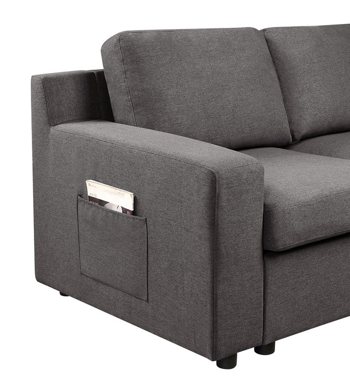 Waylon Gray 145.5"W Linen U-Shape Sectional Sofa with Right-Facing Chaise