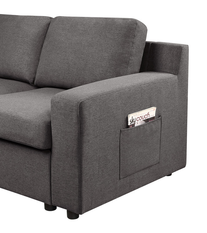 Waylon Gray 145.5"W Linen U-Shape Sectional Sofa with Left-Facing Chaise
