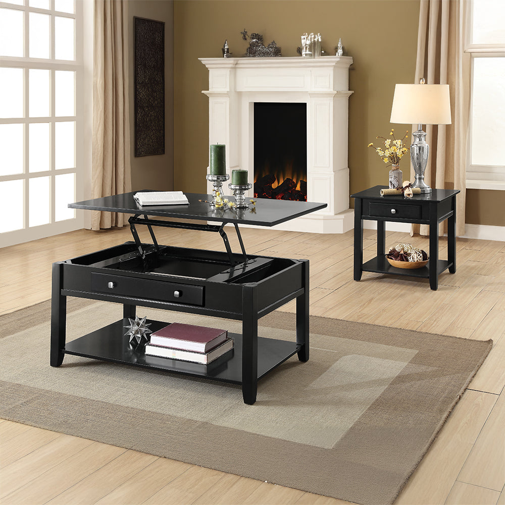 Malachi Black Coffee Table w/ Lift Top