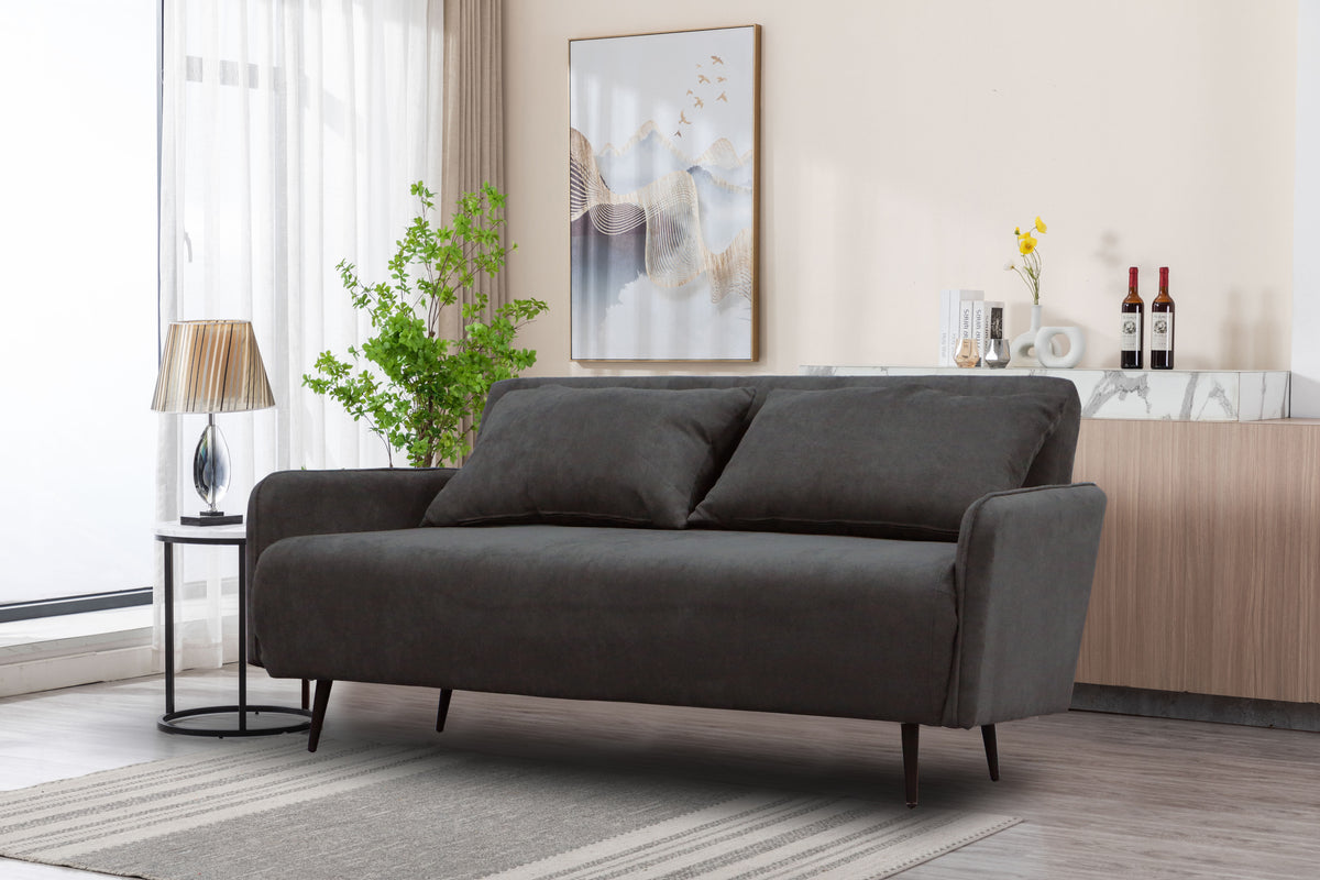 Lawson Black 61"W Fabric Convertible Sleeper Loveseat