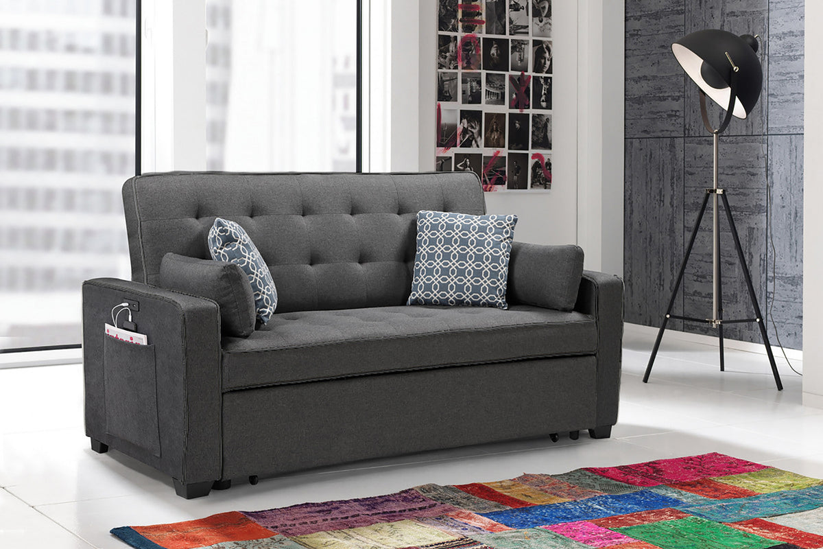 Cody Gray 70"W Linen Sleeper Sofa