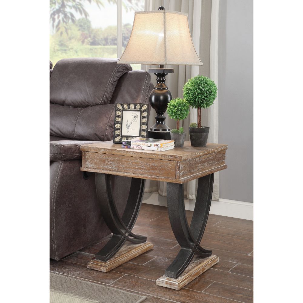 Pellio Antique Oak/Black End Table