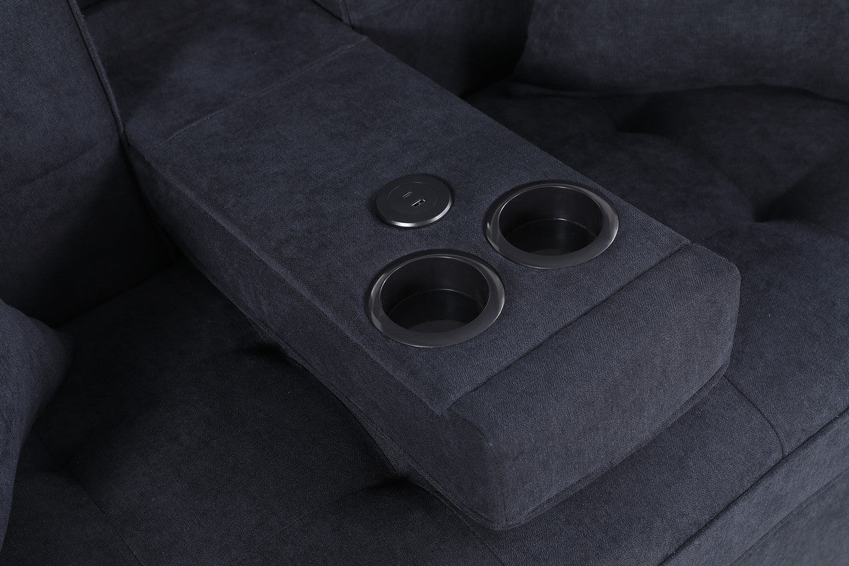 Cody II Dark Gray 70"W Woven Fabric Convertible Sleeper Loveseat