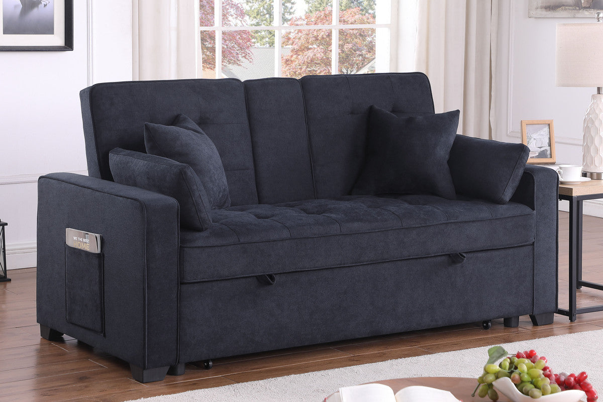Cody II Dark Gray 70"W Woven Fabric Convertible Sleeper Loveseat