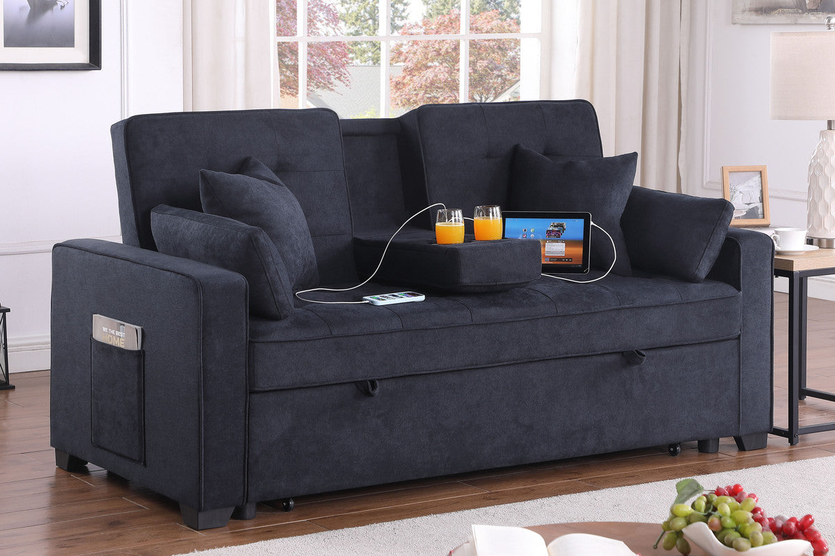 Cody II Dark Gray 70"W Woven Fabric Convertible Sleeper Loveseat