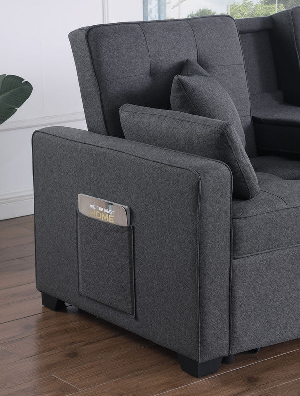 Cody II Dark Gray 70"W Linen Convertible Sleeper Loveseat