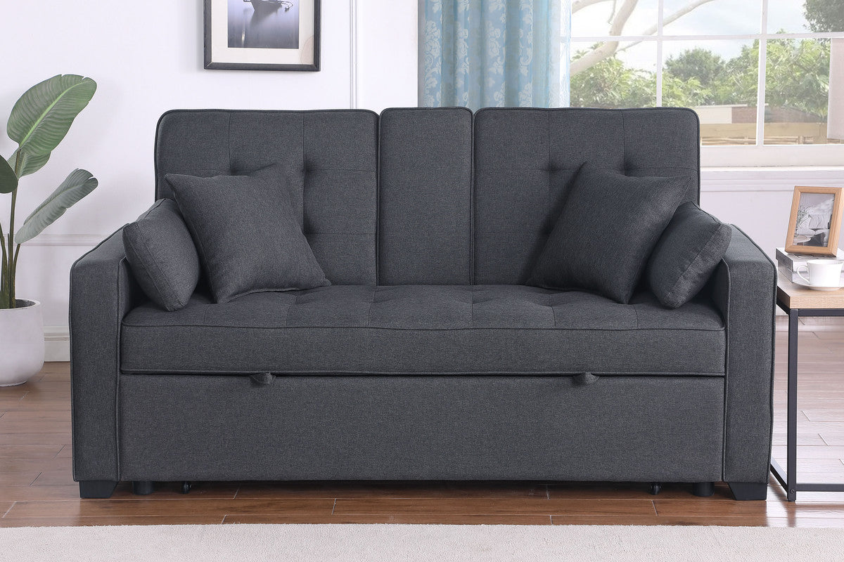 Cody II Dark Gray 70"W Linen Convertible Sleeper Loveseat