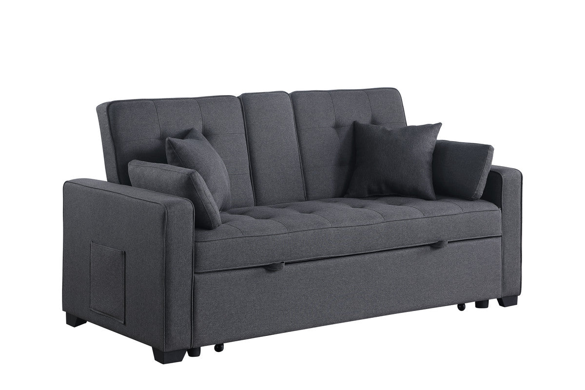 Cody II Dark Gray 70"W Linen Convertible Sleeper Loveseat