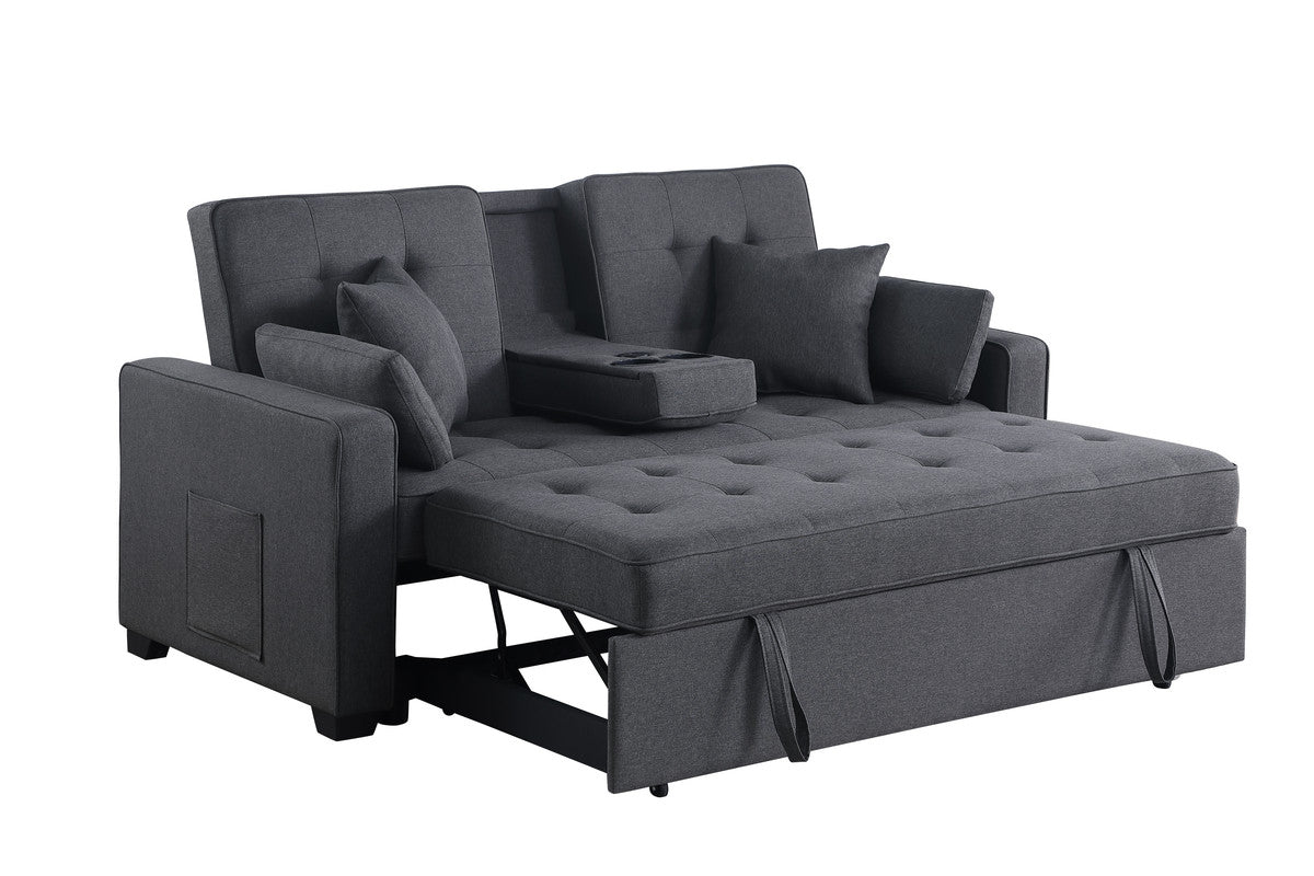 Cody II Dark Gray 70"W Linen Convertible Sleeper Loveseat