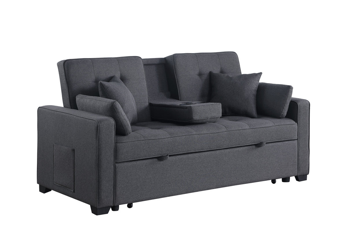 Cody II Dark Gray 70"W Linen Convertible Sleeper Loveseat