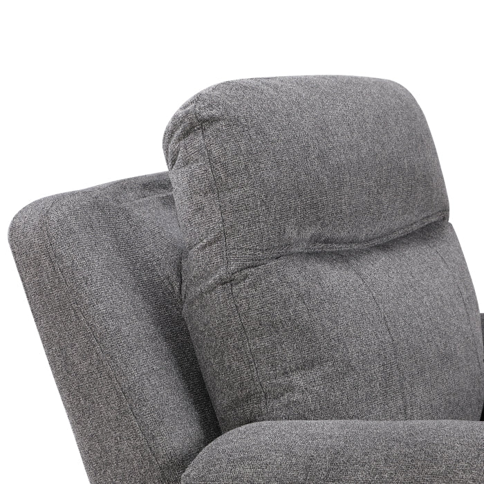 Centric Gray Power Double Reclining Loveseat With Center Console Power Headrests Power Lumbar Support Wireless Charger Hidden Cup Holders Bluetooth Speakers And Charging Ports
