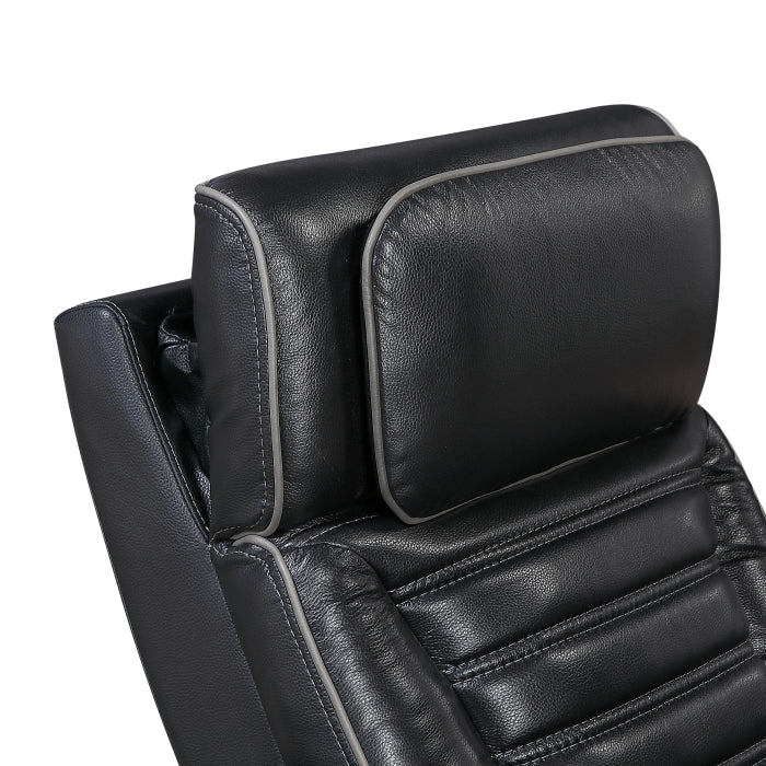 Cyber Black Power Reclining Chair With Power Headrest Cup Holder Storage Arms Air Massage Heat Led Lighting And Charging Ports